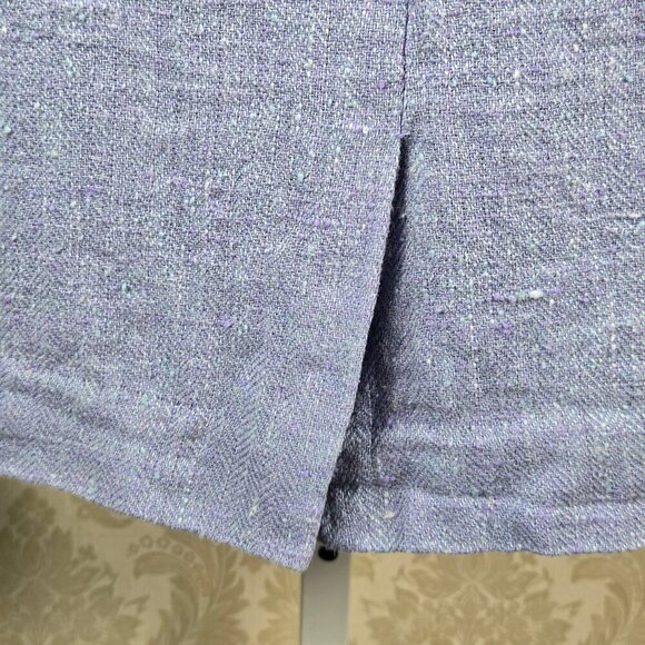 Carlisle Size 8 Blue Pencil Skirt Silk/Linen Blend Hidden Back Zip Walking Slit - Picture 6 of 10